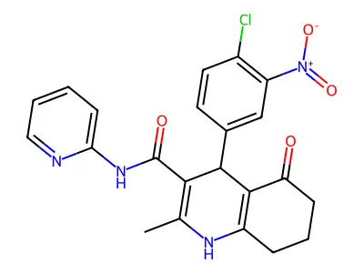 4-(4-Chloro-3-nitrophenyl)-2-methyl-5-oxo-N-(pyridin-2-yl)-1,4,5,6,7,8-hexahydroquinoline-3-carboxamide structure