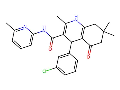 4-(3-CHLOROPHENYL)-2,7,7-TRIMETHYL-N-(6-METHYL-2-PYRIDINYL)-5-OXO-1,4,5,6,7,8-HEXAHYDRO-3-QUINOLINECARBOXAMIDE structure