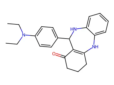 11-[4-(diethylamino)phenyl]-2,3,4,5,10,11-hexahydro-1H-dibenzo[b,e][1,4]diazepin-1-one structure