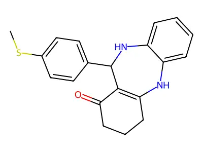 11-[4-(methylsulfanyl)phenyl]-2,3,4,5,10,11-hexahydro-1H-dibenzo[b,e][1,4]diazepin-1-one structure