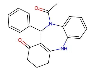 5-acetyl-6-phenyl-8,9,10,11-tetrahydro-6H-benzo[b][1,4]benzodiazepin-7-one structure