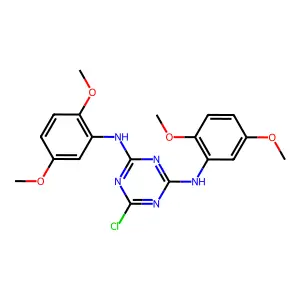 6-chloro-N,N'-bis(2,5-dimethoxyphenyl)-1,3,5-triazine-2,4-diamine structure