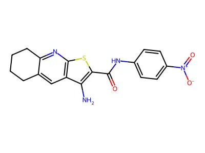 3-amino-N-(4-nitrophenyl)-5,6,7,8-tetrahydrothieno[2,3-b]quinoline-2-carboxamide structure