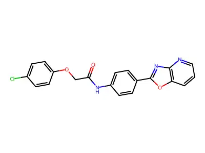 2-(4-chlorophenoxy)-N-[4-([1,3]oxazolo[4,5-b]pyridin-2-yl)phenyl]acetamide structure