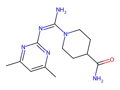 1-[N'-(4,6-dimethylpyrimidin-2-yl)carbamimidoyl]piperidine-4-carboxamide structure
