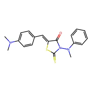 (5Z)-5-[4-(dimethylamino)benzylidene]-3-[methyl(phenyl)amino]-2-thioxo-1,3-thiazolidin-4-one structure