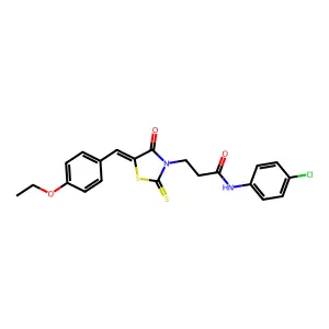 N-(4-chlorophenyl)-3-[(5Z)-5-[(4-ethoxyphenyl)methylidene]-4-oxo-2-sulfanylidene-1,3-thiazolidin-3-yl]propanamide structure