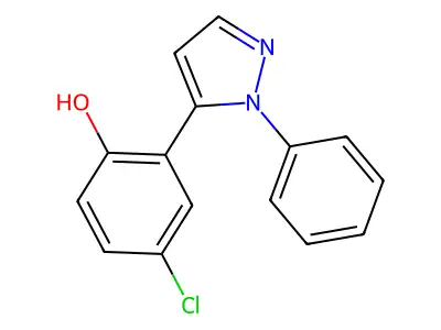 4-chloro-2-(1-phenyl-1H-pyrazol-5-yl)phenol structure