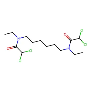 N,N'-1,6-Hexanediylbis(2,2-dichloro-N-ethylacetamide) structure