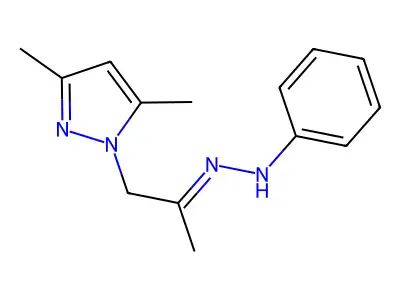 N-[1-(3,5-dimethylpyrazol-1-yl)propan-2-ylideneamino]aniline structure