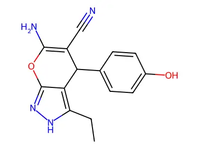 6-Amino-3-ET-4-(4-hydroxyphenyl)-1,4-dihydropyrano(2,3-C)pyrazole-5-carbonitrile structure