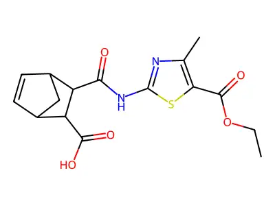 3-({[5-(ethoxycarbonyl)-4-methyl-1,3-thiazol-2-yl]amino}carbonyl)bicyclo[2.2.1]hept-5-ene-2-carboxylic acid structure