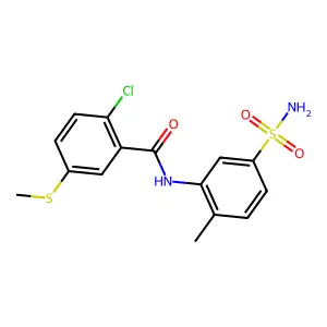 2-chloro-N-(2-methyl-5-sulfamoylphenyl)-5-methylsulfanylbenzamide structure