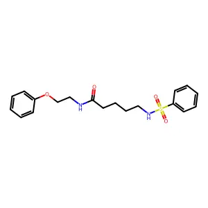 N-(2-phenoxyethyl)-5-[(phenylsulfonyl)amino]pentanamide structure