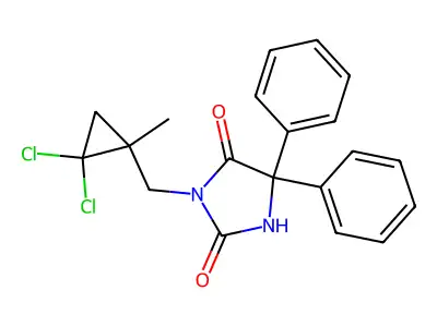 3-[(2,2-Dichloro-1-methylcyclopropyl)methyl]-5,5-diphenylimidazolidine-2,4-dione structure