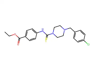 Ethyl 4-[[4-[(4-chlorophenyl)methyl]piperazine-1-carbothioyl]amino]benzoate structure