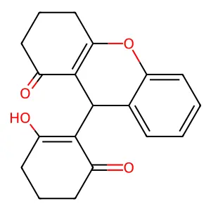 9-(2-Hydroxy-6-oxocyclohexen-1-yl)-2,3,4,9-tetrahydroxanthen-1-one structure