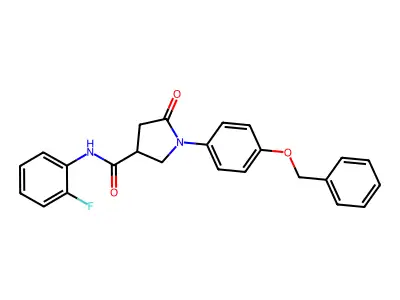 N-(2-fluorophenyl)-5-oxo-1-(4-phenylmethoxyphenyl)pyrrolidine-3-carboxamide structure