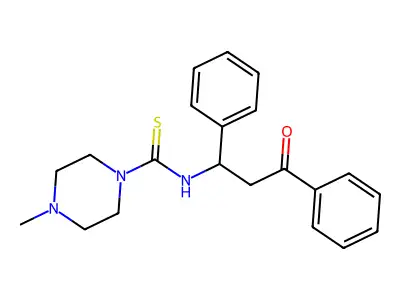 4-methyl-N-(3-oxo-1,3-diphenylpropyl)piperazine-1-carbothioamide structure