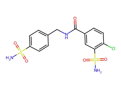 4-chloro-3-sulfamoyl-N-[(4-sulfamoylphenyl)methyl]benzamide structure