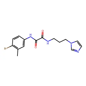 N'-(4-bromo-3-methylphenyl)-N-(3-imidazol-1-ylpropyl)oxamide structure