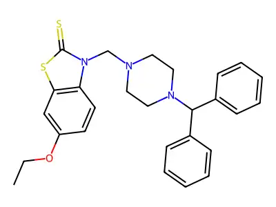 3-[[4-(Diphenylmethyl)-1-piperazinyl]methyl]-6-ethoxy-2(3H)-benzothiazolethione structure