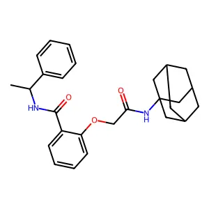 2-[2-(1-Adamantylamino)-2-oxoethoxy]-N-(1-phenylethyl)benzamide structure
