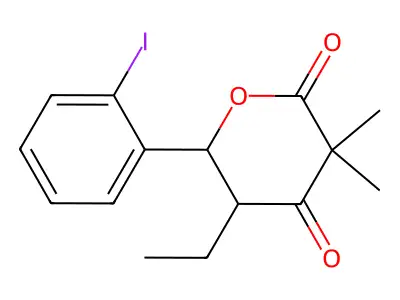 5-Ethyl-6-(2-iodophenyl)-3,3-dimethyloxane-2,4-dione structure