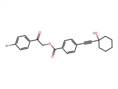 2-(4-Bromophenyl)-2-oxoethyl 4-((1-hydroxycyclohexyl)ethynyl)benzoate structure
