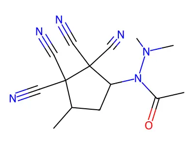 N',N'-dimethyl-N-(2,2,3,3-tetracyano-4-methylcyclopentyl)acetohydrazide structure