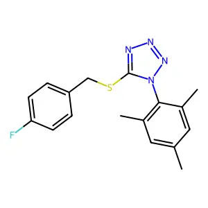 5-[(4-fluorobenzyl)sulfanyl]-1-mesityl-1H-tetraazole structure