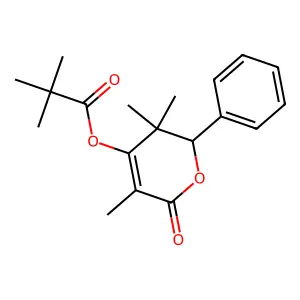 3,3,5-Trimethyl-6-oxo-2-phenyl-3,6-dihydro-2H-pyran-4-yl pivalate structure