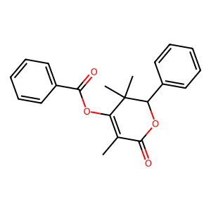 3,3,5-Trimethyl-6-oxo-2-phenyl-3,6-dihydro-2H-pyran-4-yl benzoate structure