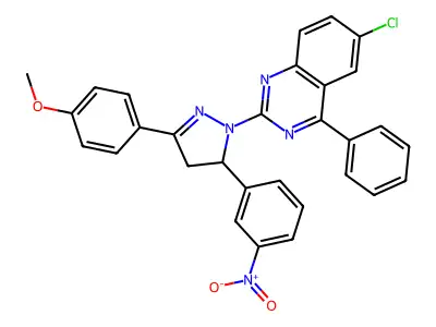 6-chloro-2-[3-(4-methoxyphenyl)-5-(3-nitrophenyl)-4,5-dihydro-1H-pyrazol-1-yl]-4-phenylquinazoline structure