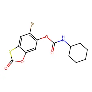 5-Bromo-2-oxo-1,3-benzoxathiol-6-yl cyclohexylcarbamate structure