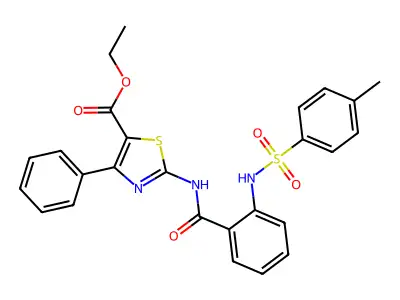 ETHYL 2-[2-(4-METHYLBENZENESULFONAMIDO)BENZAMIDO]-4-PHENYL-1,3-THIAZOLE-5-CARBOXYLATE structure