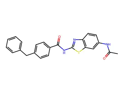 N-(6-acetamidobenzo[d]thiazol-2-yl)-4-benzylbenzamide structure