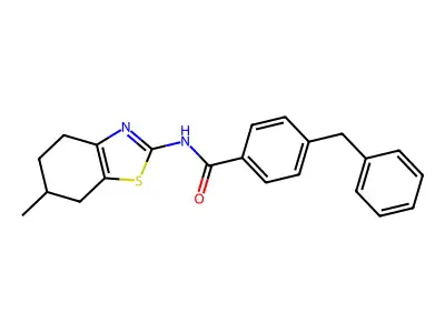 4-benzyl-N-(6-methyl-4,5,6,7-tetrahydro-1,3-benzothiazol-2-yl)benzamide structure
