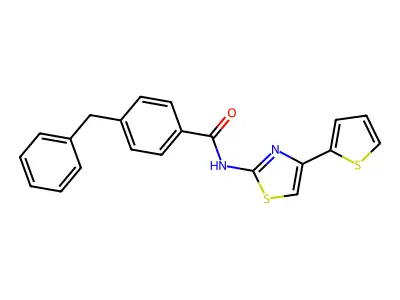 4-benzyl-N-(4-(thiophen-2-yl)thiazol-2-yl)benzamide structure