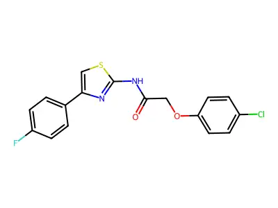 2-(4-chlorophenoxy)-N-[4-(4-fluorophenyl)-1,3-thiazol-2-yl]acetamide structure