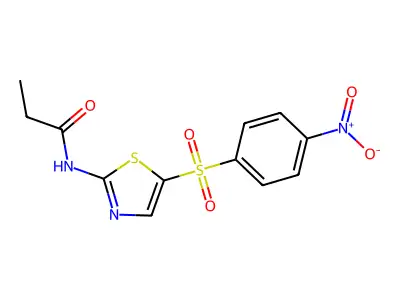 N-(5-((4-nitrophenyl)sulfonyl)thiazol-2-yl)propionamide structure