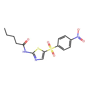 N-(5-((4-nitrophenyl)sulfonyl)thiazol-2-yl)pentanamide structure