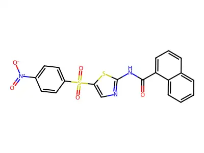N-[5-(4-nitrophenyl)sulfonyl-1,3-thiazol-2-yl]naphthalene-1-carboxamide structure