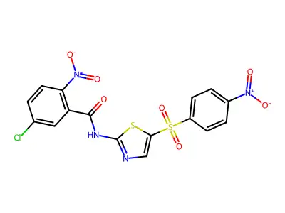 5-chloro-2-nitro-N-[5-(4-nitrophenyl)sulfonyl-1,3-thiazol-2-yl]benzamide structure