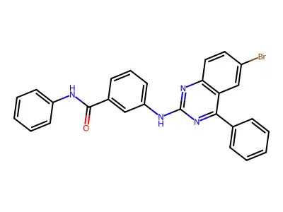 3-[(6-bromo-4-phenylquinazolin-2-yl)amino]-N-phenylbenzamide structure