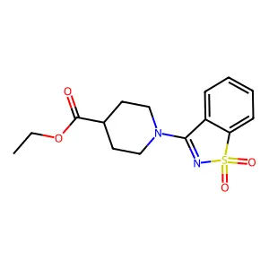 Ethyl 1-(1,1-dioxido-1,2-benzothiazol-3-yl)piperidine-4-carboxylate structure