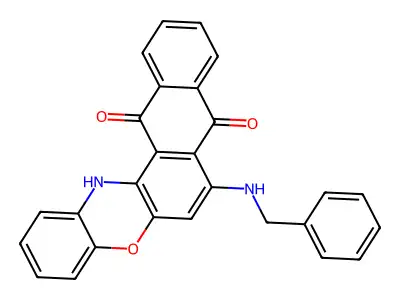 7-(benzylamino)-14H-naphtho[3,2-a]phenoxazine-8,13-dione structure
