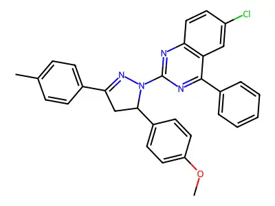 6-chloro-2-(5-(4-methoxyphenyl)-3-(p-tolyl)-4,5-dihydro-1H-pyrazol-1-yl)-4-phenylquinazoline structure