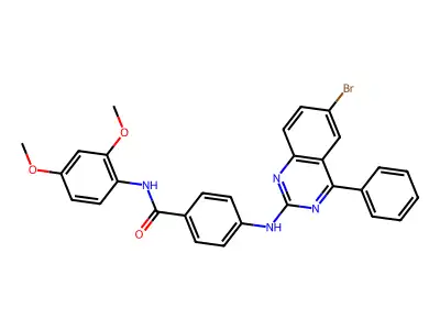 4-((6-bromo-4-phenylquinazolin-2-yl)amino)-N-(2,4-dimethoxyphenyl)benzamide structure