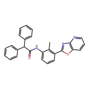 N-[2-methyl-3-([1,3]oxazolo[4,5-b]pyridin-2-yl)phenyl]-2,2-diphenylacetamide structure
